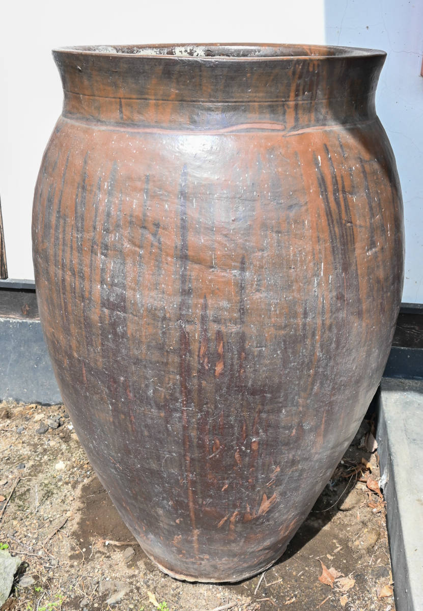 傷や汚れあり】引き取り限定 高さ約1m 開口直径約58cm 壺 水亀 甕 水瓶