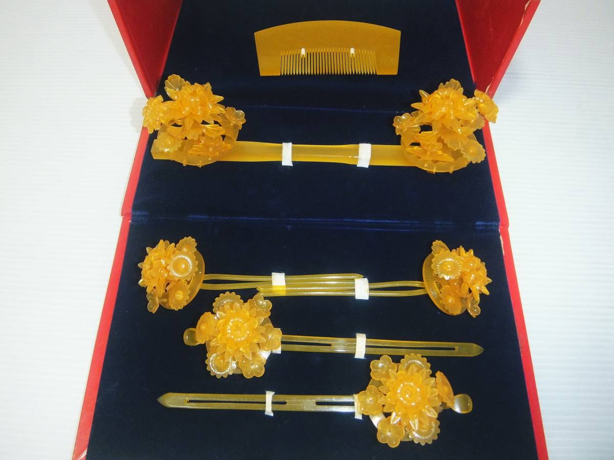 鼈甲かんざしセット 和装小物 髪飾り 簪 かんざし 鼈甲簪 結婚式 成人  