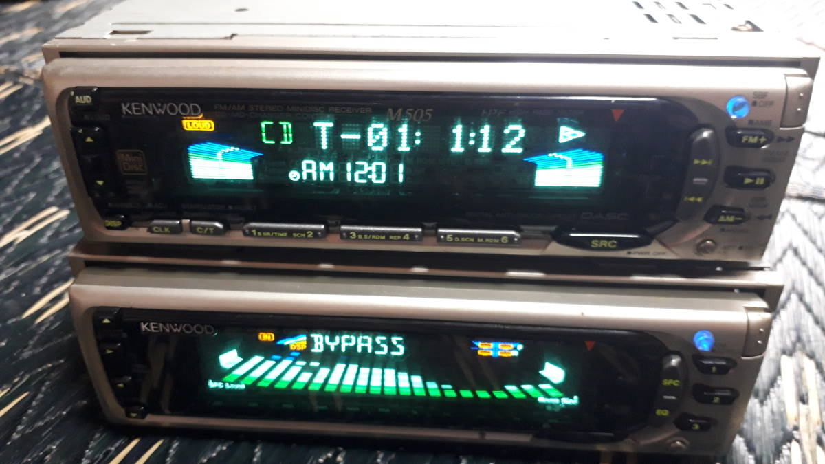 【傷や汚れあり】旧車 当時 ケンウッド KENWOOD オーディオ カーステ 1DIN スペアナ EQ DSP M505 D505 オマケ配線