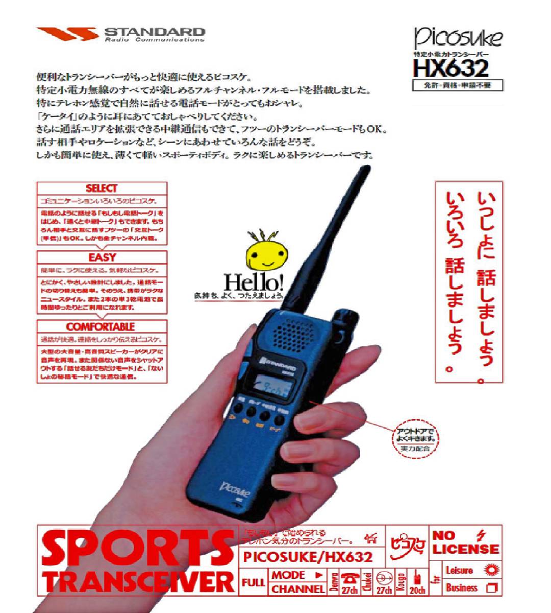 未使用に近い】無線トランシーバー STANDARD PIKOSUKE HX632 2台セット