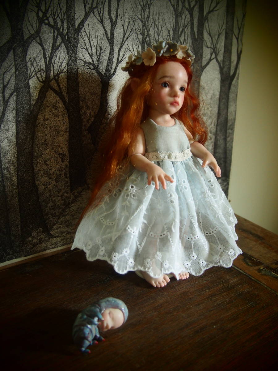 妖精ちゃん　創作ヘッド　サーニット　樹脂粘土　ヘッドのみ　オビツ１１　 樹脂粘土女の子 サーニット 創作人形 ハンドメイド T11663