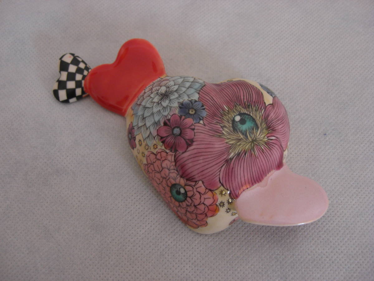 【美品】眼球杯 水元かよこ 元箱 ☆水元かよこ 流浪 ぐい呑 酒器 盃 赤絵 目玉 ハート はなうさ