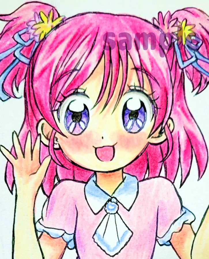 バ*ー様 手描きイラスト オリジナル【ほしふるイースター】 未使用】同人手描きイラスト Yes!プリキュア5 夢原のぞみ うさぎ