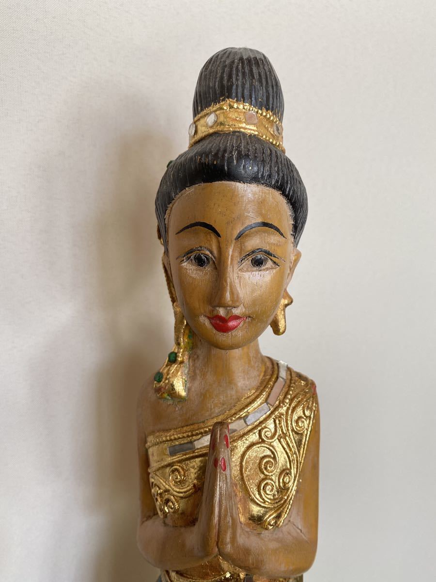 サワディー人形 タイ製 木彫 77cm