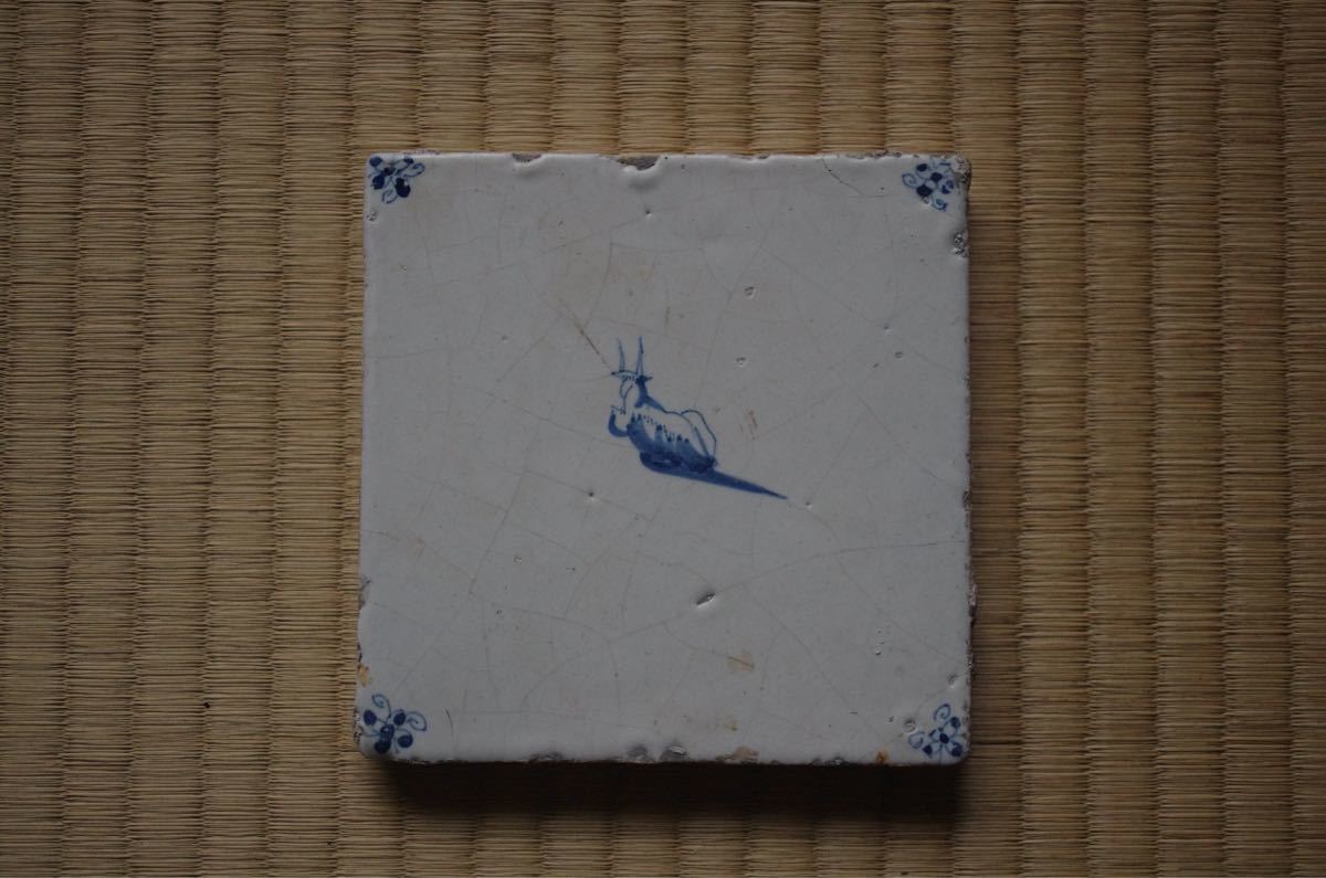 希少◇17世紀 オランダ 落馬の図 デルフトタイル / アンティーク