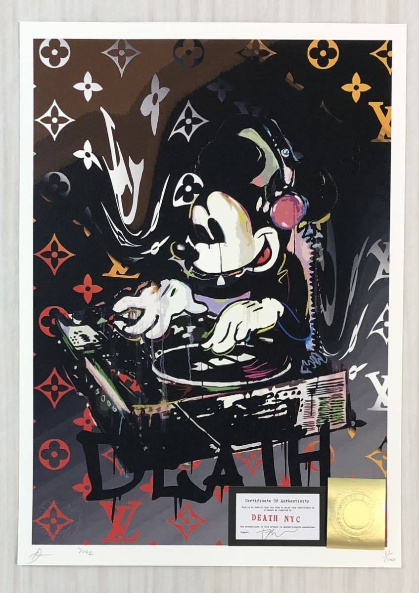 【未使用】DEATH NYC 限定アートポスター ミッキーマウス Mickey Mouse KAWS banksy DJ ルイヴィトン LV ...