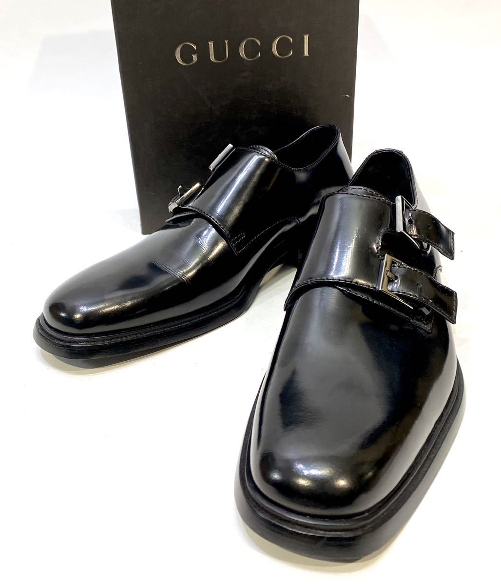 GUCCI エナメルレザー ドレスシューズ 黒 gucciエナメルドレスシューズ401/2E 110 1566 40 1/2E