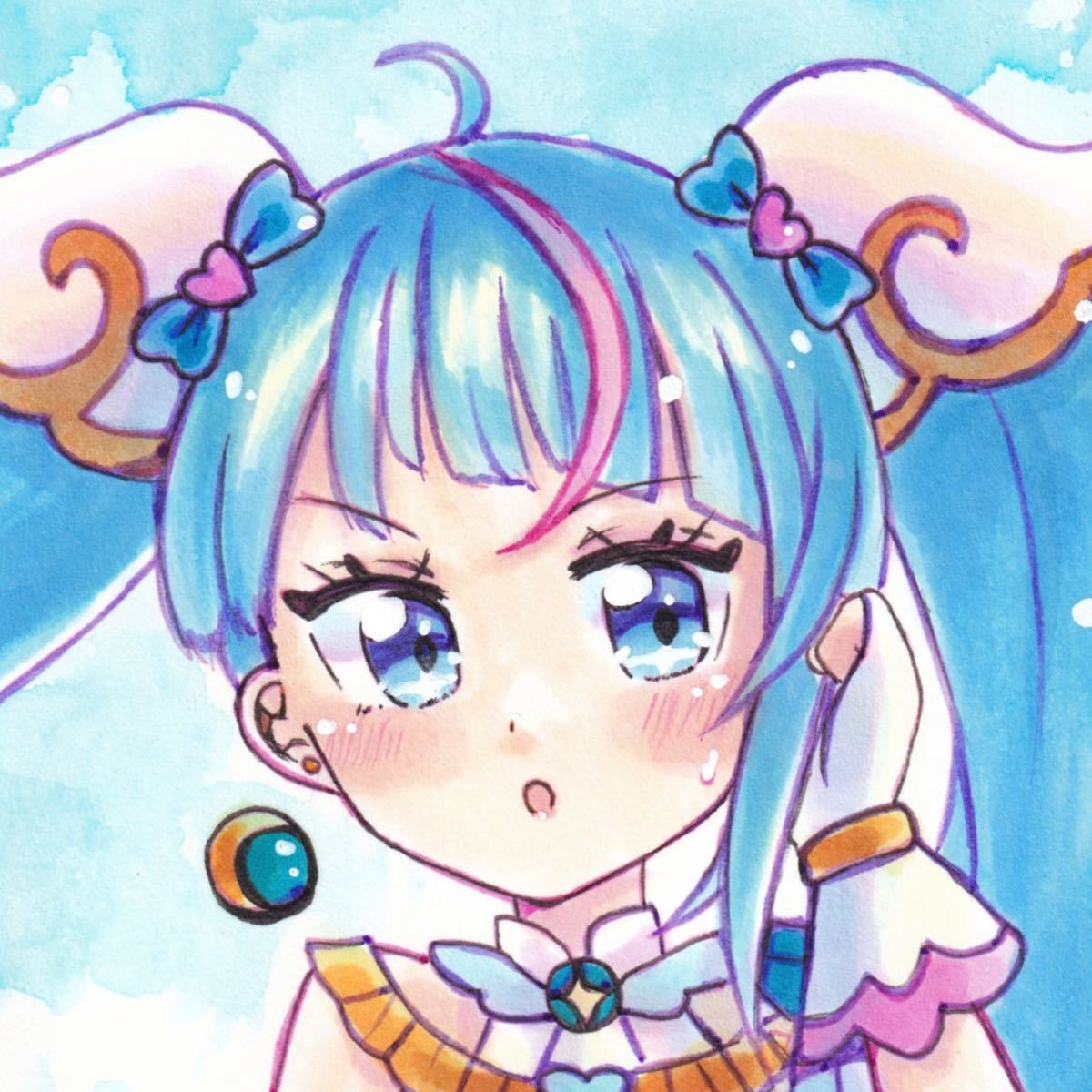 同人 手描きイラスト プリキュア キュアスカイ A5 難あり