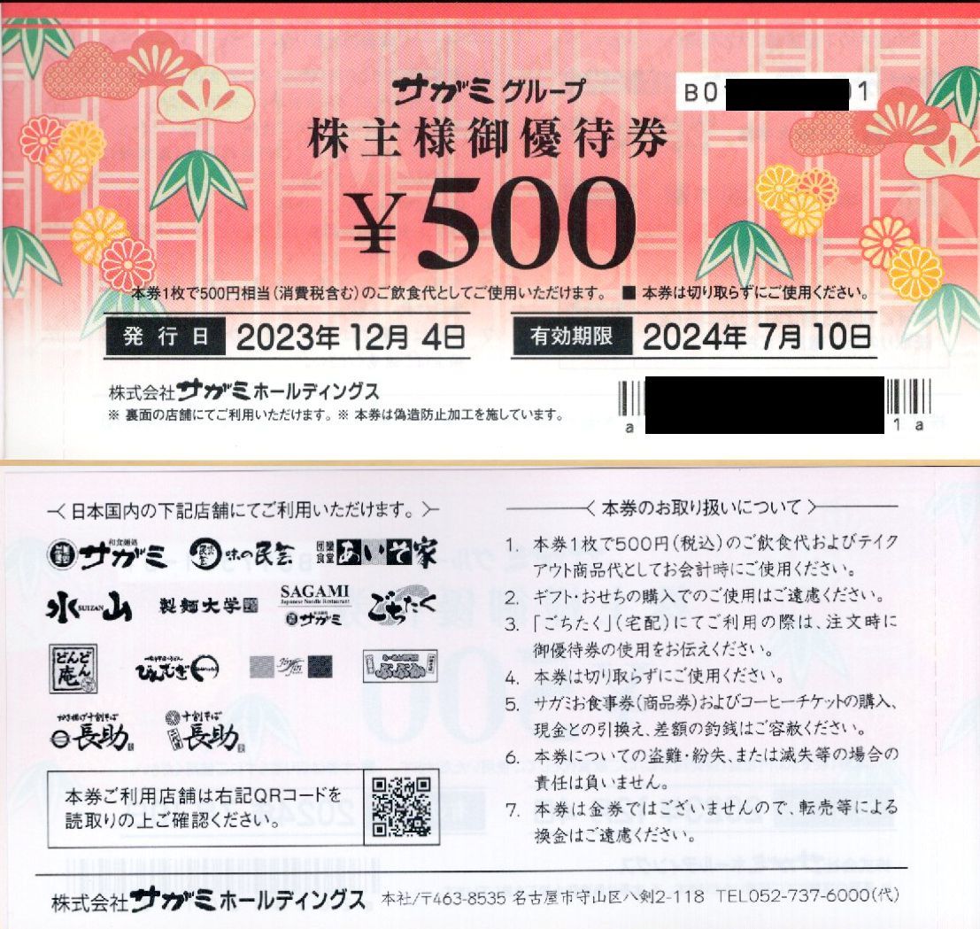 15,000円分 チケット サガミホールディングス 優待券 15,000円分 