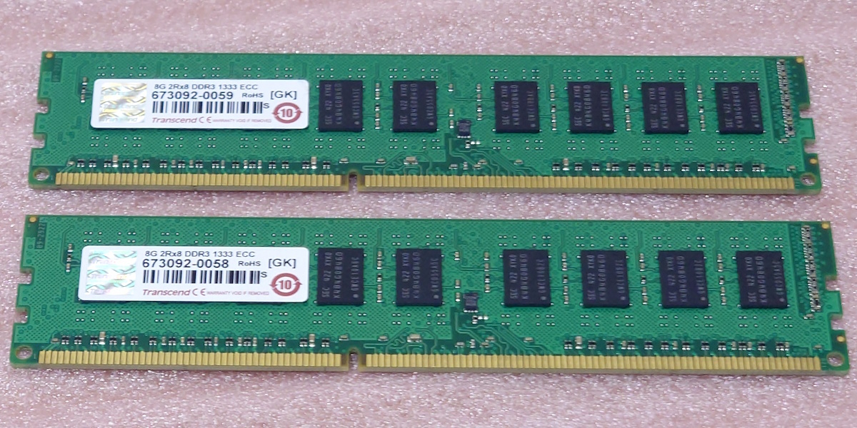 【目立った傷や汚れなし】 Transcend TS1GLK72V3H 2枚セット PC310600E/DDR31333 Samsung