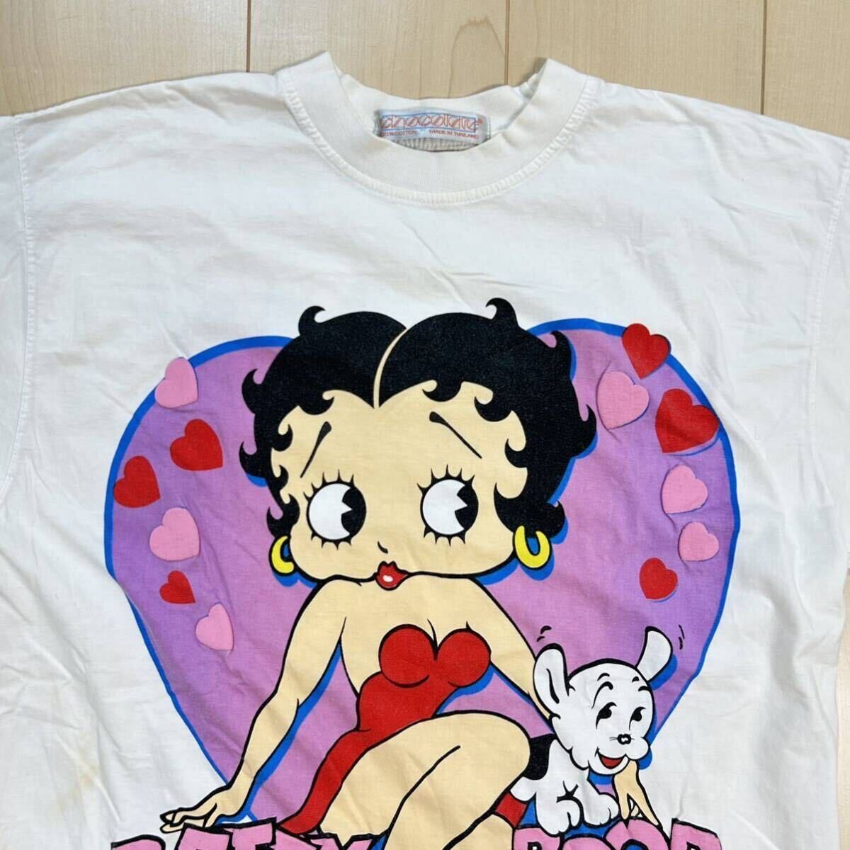 やや傷や汚れあり】90s BETTY BOOP 両面プリント ハート Tシャツ 白