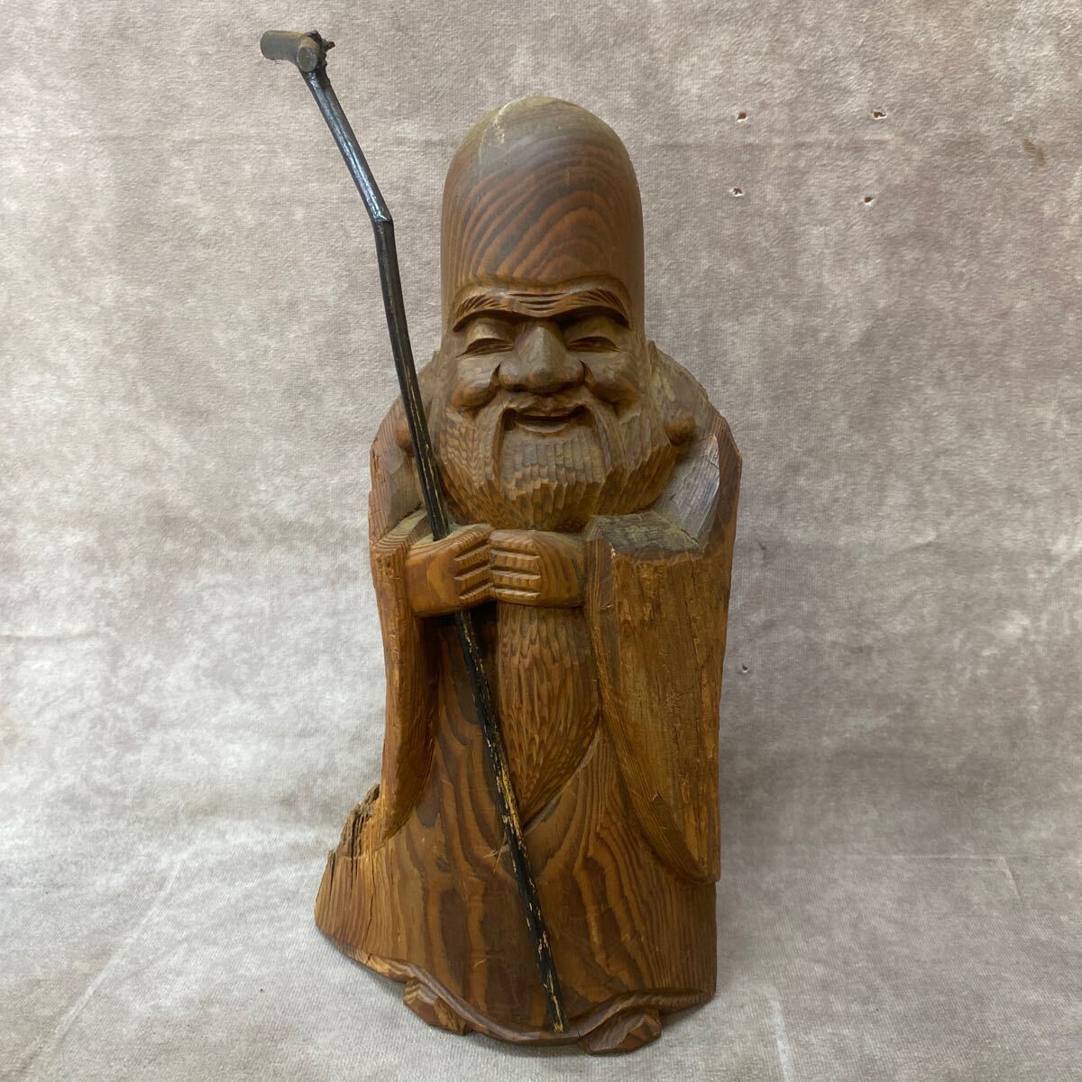 飛騨一位一刀彫 福禄寿 木彫り 骨董 工芸 古美術 七福神