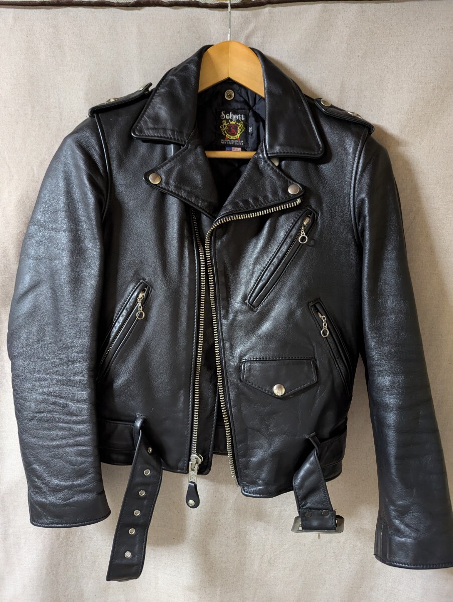 良品 Schott ライダースジャケット 641Q キルティング サイズ38 美品】Schott ショット シングルライダース 641XX 34インチ