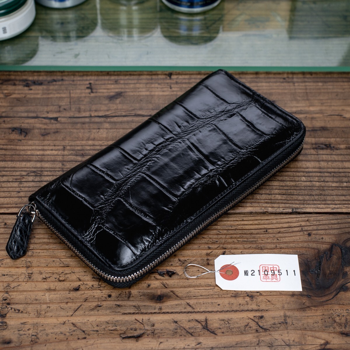 新品 一枚革 見易かっ クロコダイル 長財布 ラウンドファスナー 鰐  