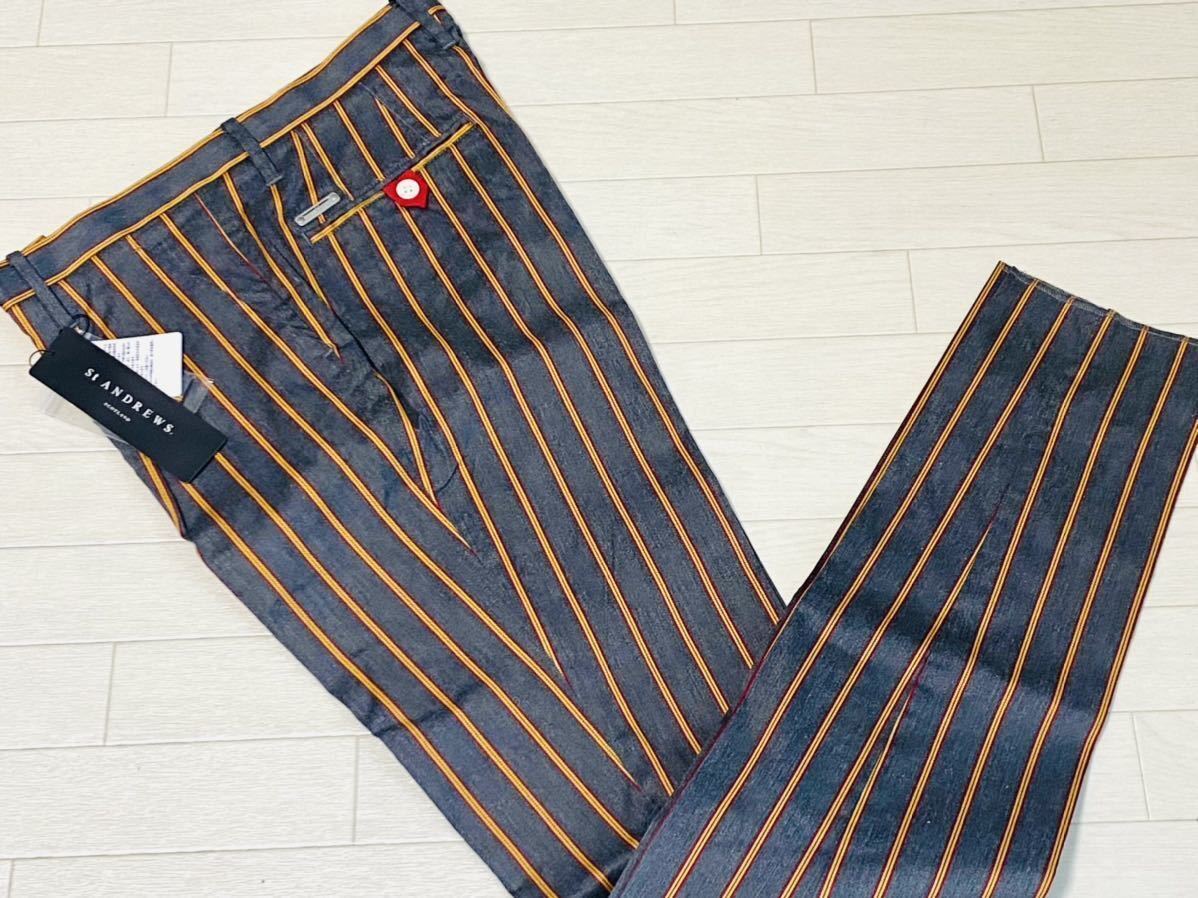 新品 st ANDREWSゴルフレジメンタルストライプパンツメンズL