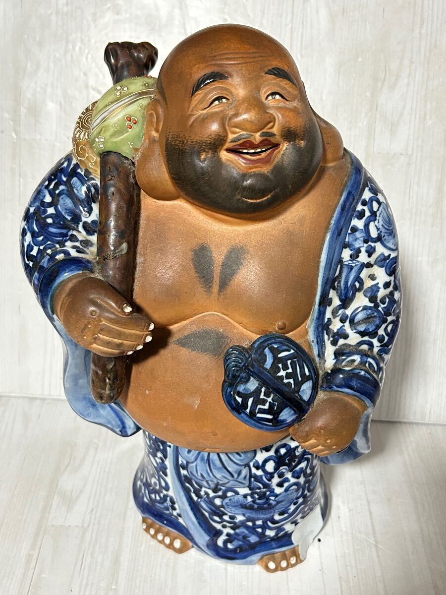 九谷焼　布袋様　置物　骨董　七福神　金彩 九谷焼 布袋様 置物 骨董 七福神 金彩
