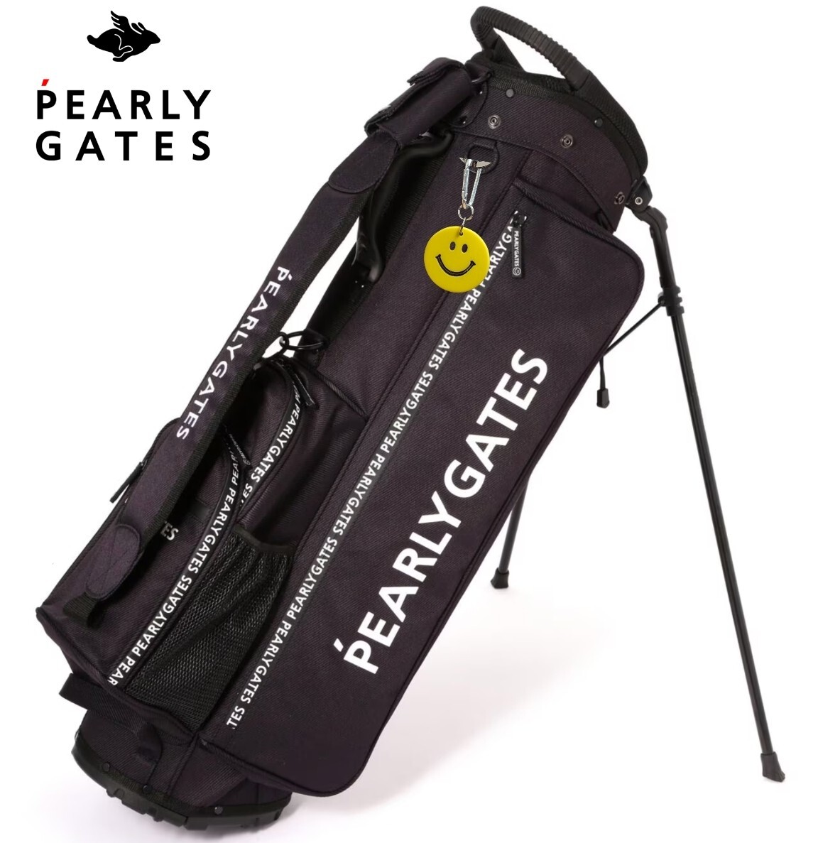 パーリーゲイツ　ロゴ入り　キャディバッグ ブラック ゴールド ゴルフアパレルブランド【パーリーゲイツ】から原 英莉花プロの