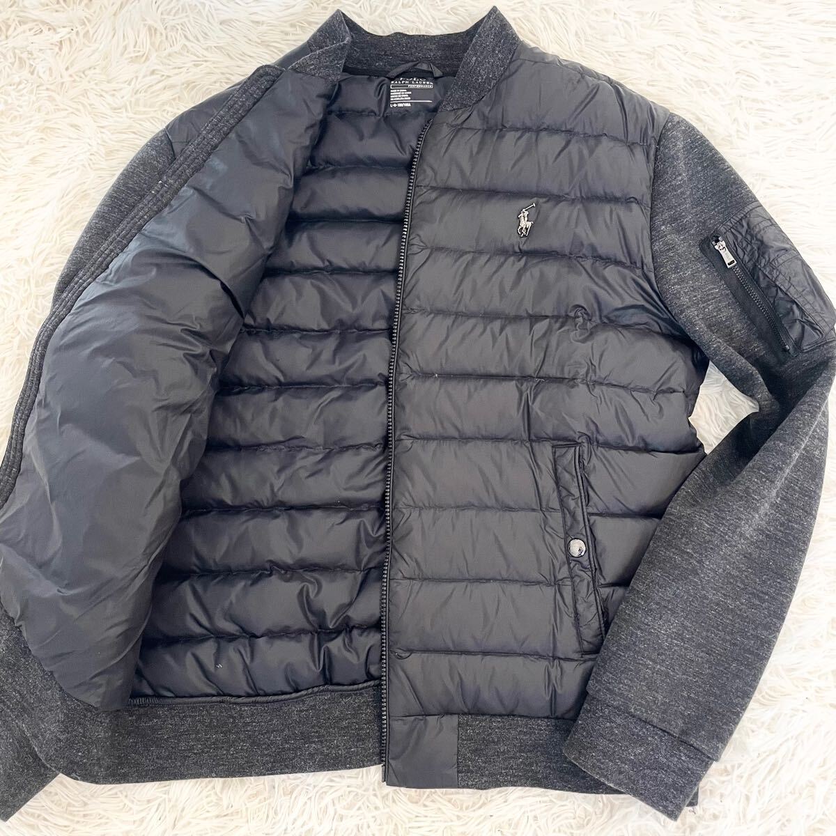 【極美品✨】ポロラルフローレン　ダウンライダースジャケット　黒　S 極美品✨】ポロラルフローレン ダウンライダースジャケット 黒 S