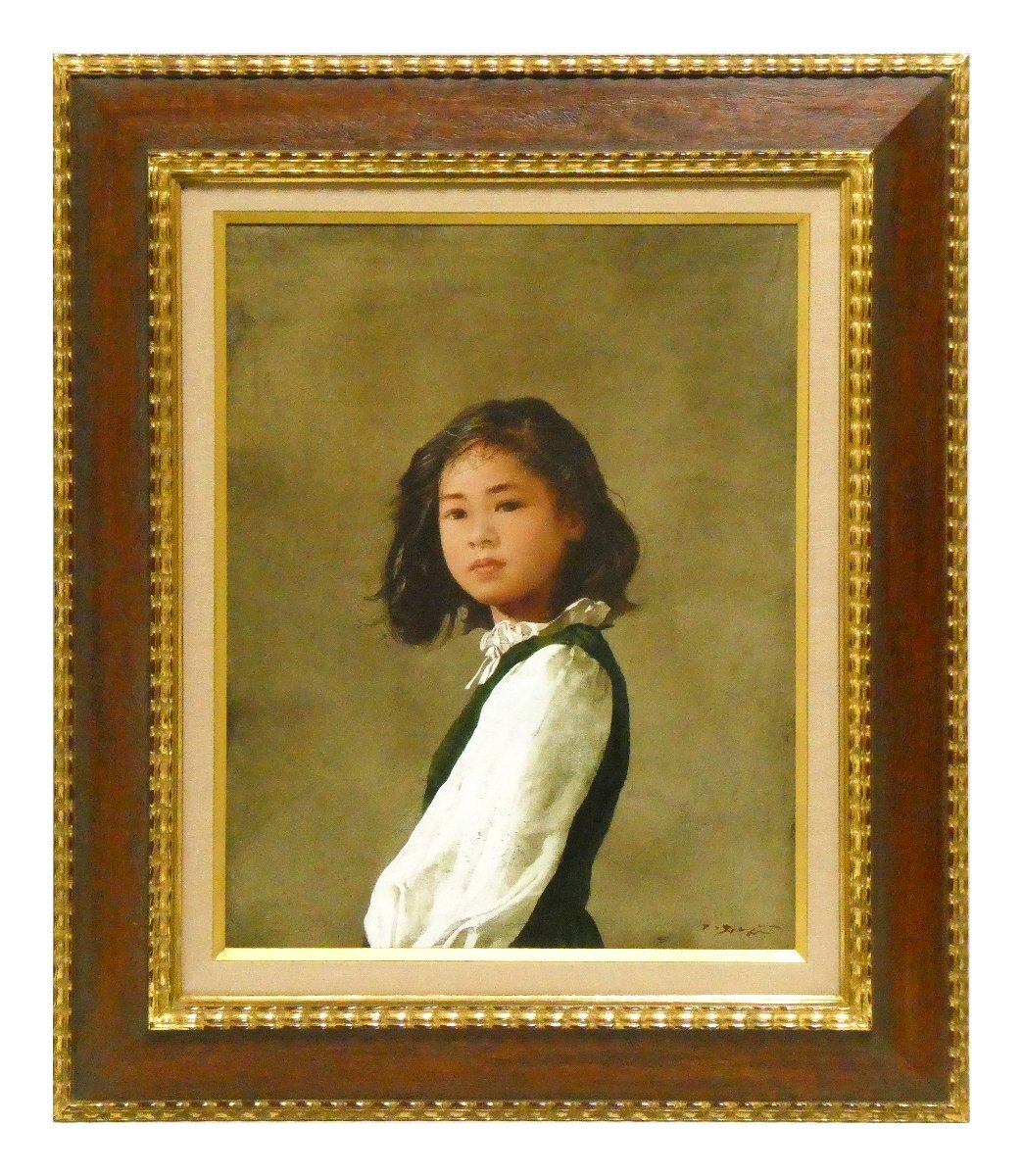 人物画　藤井勉　油絵　F6号　額付き　手描き　肉筆 人物画 藤井勉 油絵 F6号 額付き 手描き 肉筆