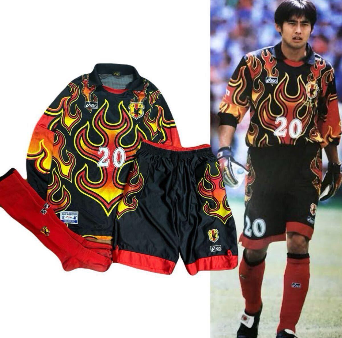 日本代表 正規ユニフォーム1998 名波浩 10番 フランスW杯 炎 asics レア 日本代表 正規ユニフォーム98名波浩 10番 フランスW杯 炎