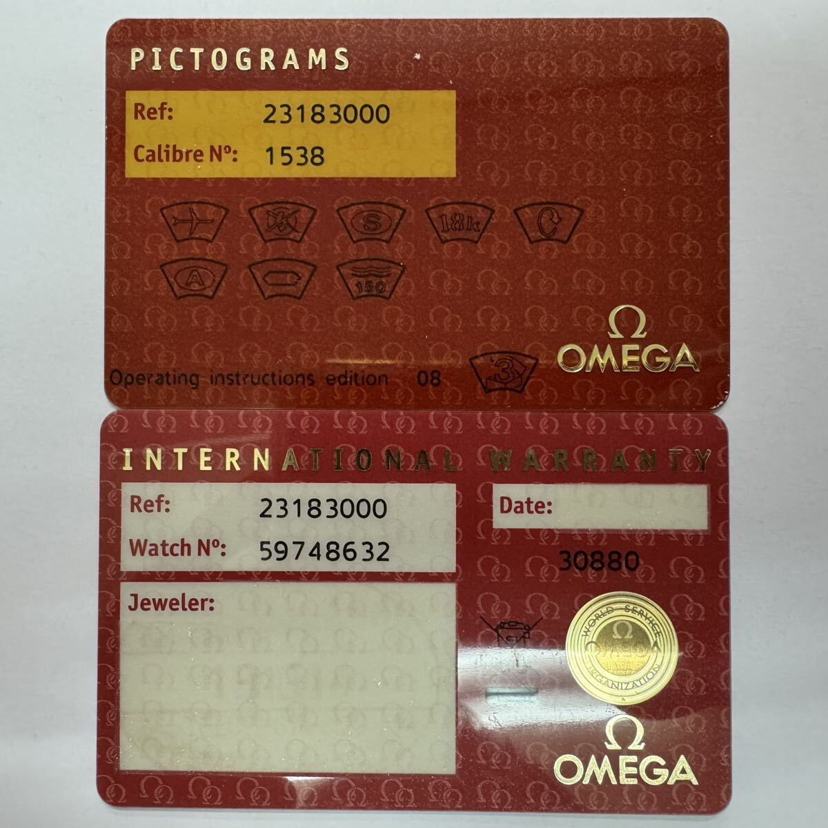 OMEGA オメガ時計付属品 古い国際保証書(ギャランティーカード) 白