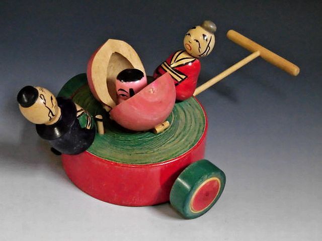 新品】郷土玩具 木工玩具 長野 奈良井 カラクリ人形 信濃猿 そばくい