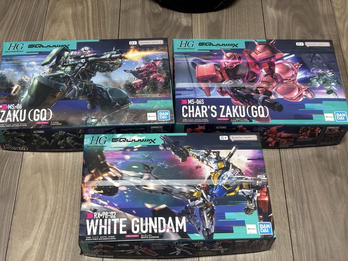 【未組立】 HG 1/144 機動戦士ガンダム GQuuuuuuX ジークアクス　白いガンダム　量産型ザク　シャア専用ザク　3体セット　ガンプラの1番目の画像