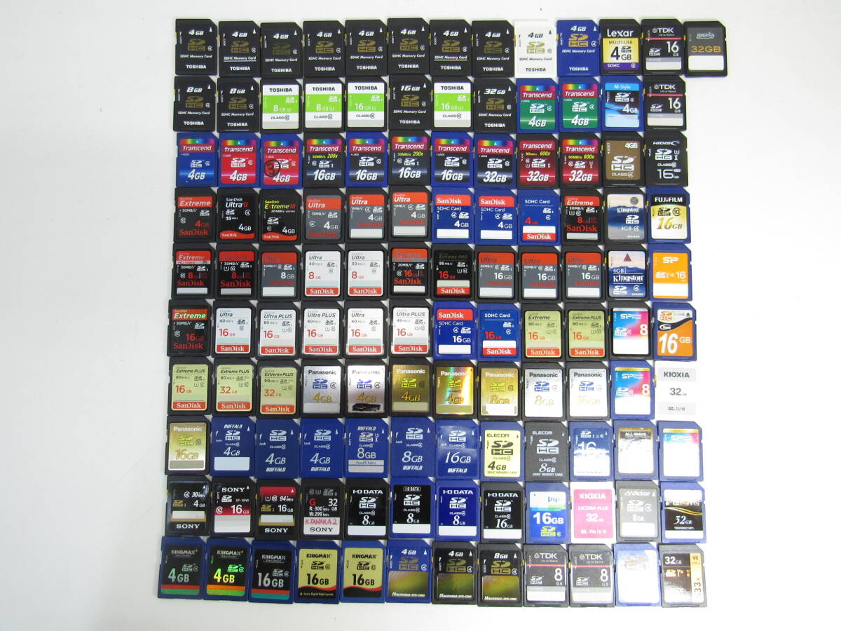 ZA1845/フォーマット済 SD SDHCカード 121点まとめ 32GB 16GB 8GB 4GB SanDisk Panasonic 他 メモリーカード 保管品の1番目の画像