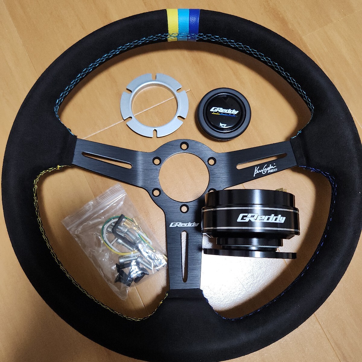 OMP 2スポーク ハンドル ステアリング 赤 バックスキン ディープコーン