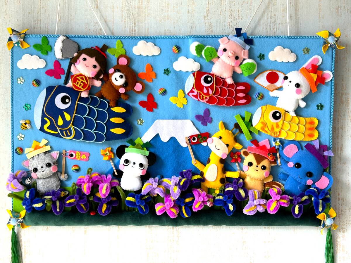 新品】ハンドメイド☆フェルト☆タペストリー☆夏祭り☆お神輿☆花火