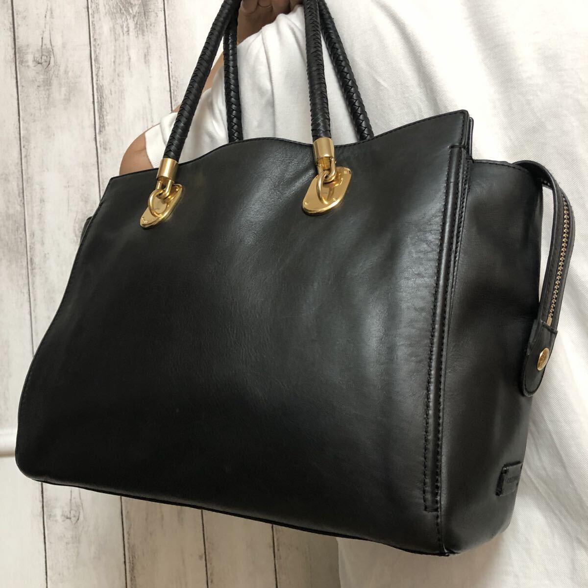 極美品 A4可 COLE HAAN メンズ レザー トートバッグ 肩掛け 茶 2026年 