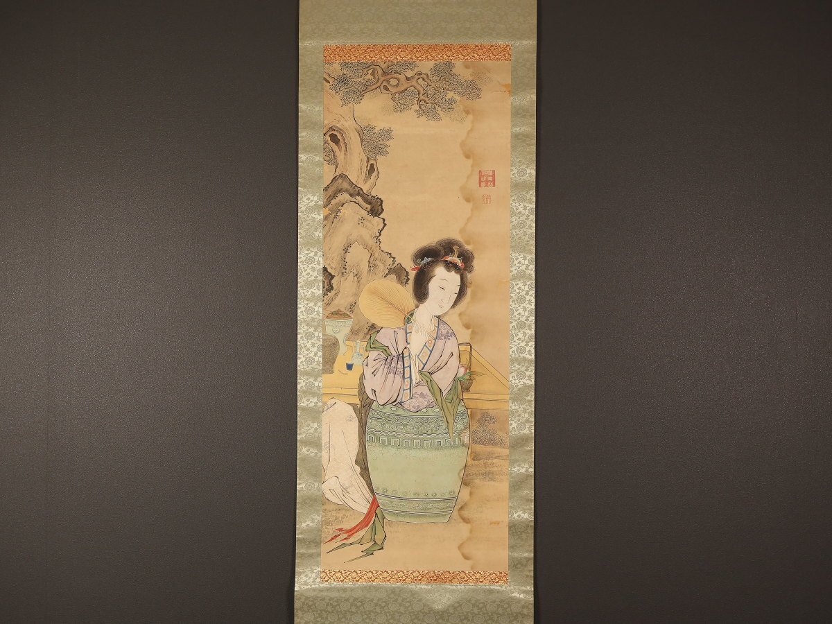 真作】□柳沢淇園□花籠図/密画□二重箱□鑑定箱□江戸時代の武士/文人
