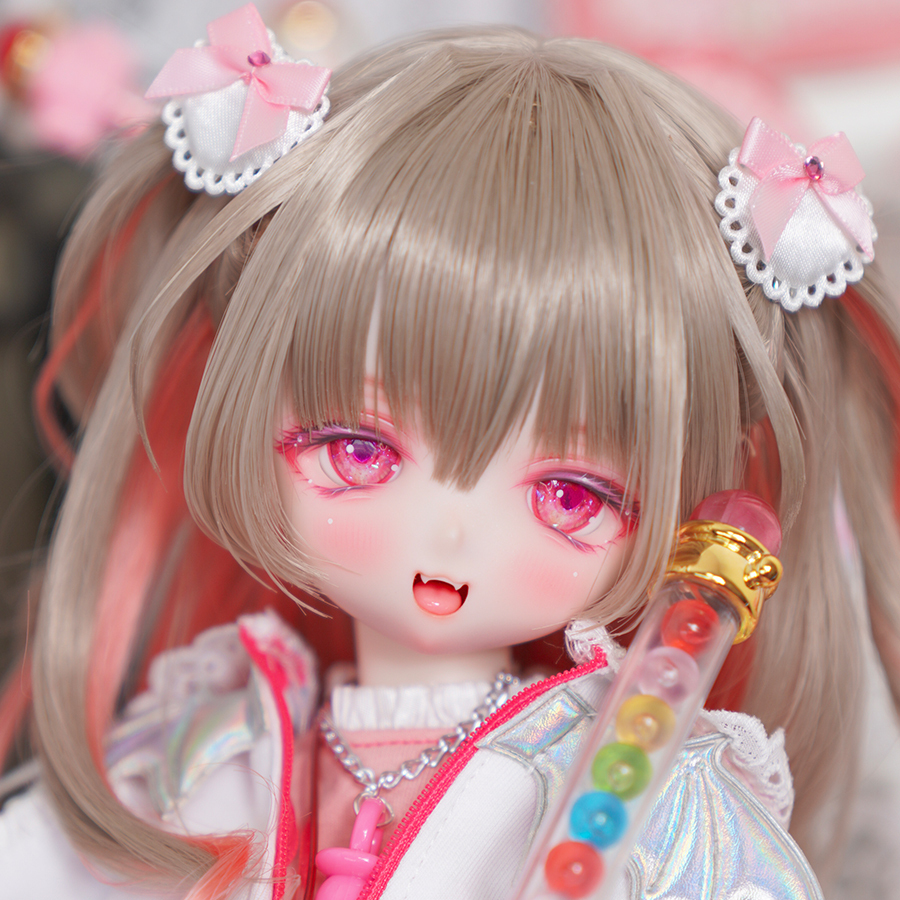 らら屋*DDH-01(開口SW肌）カスタムヘッド&ウィッグ+妖精耳+眼帯+MDD