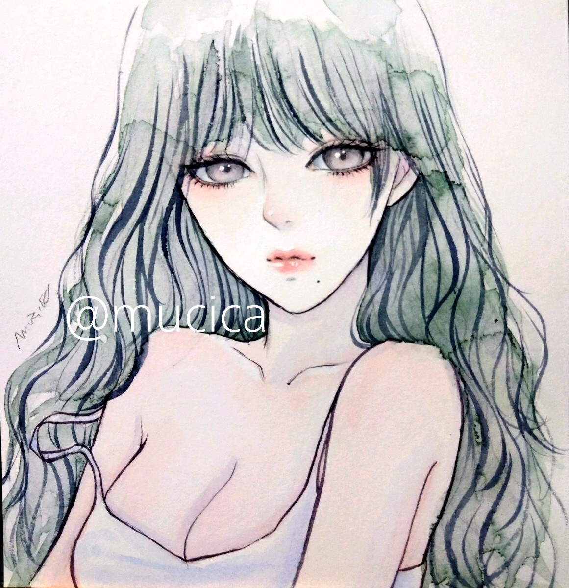 新品】手描きイラスト オリジナル B5 女の子 女子 キャミソール 部屋着