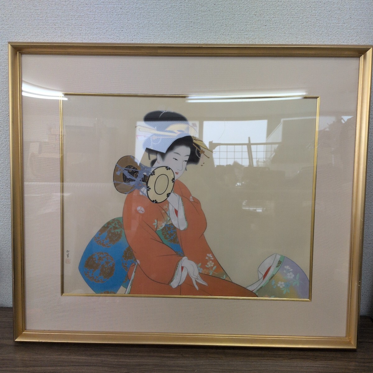 速水松琴 彩色 美人画 絹本肉筆 掛軸 上村松園門下 京都の人 日本画