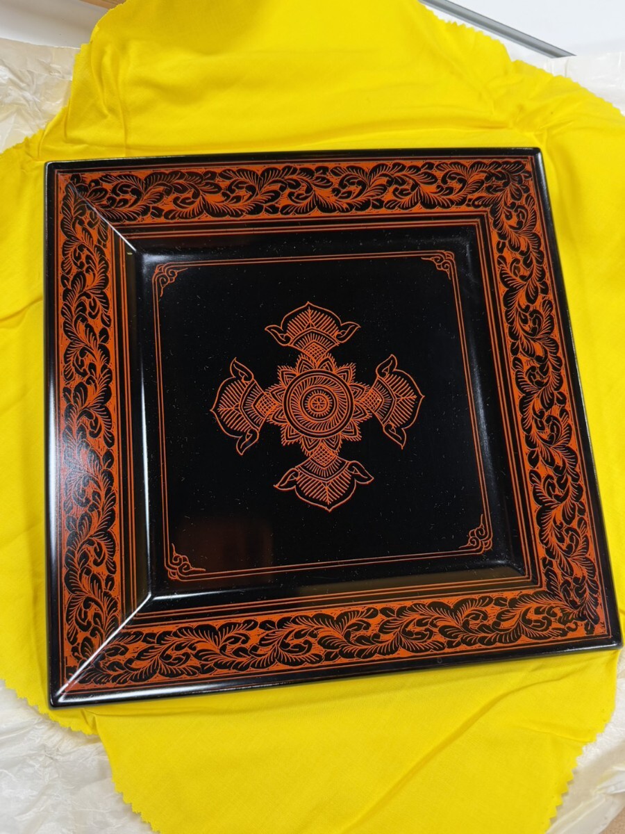 保管品】保管品 香川漆器 讃岐 蒟醤 きんま 硯箱 文箱 手箱 隆之 作 共