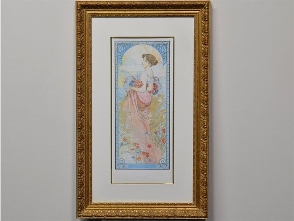 シャドーボックス サイズ約46×85cm アルフォンス ミュシャ 四季 冬