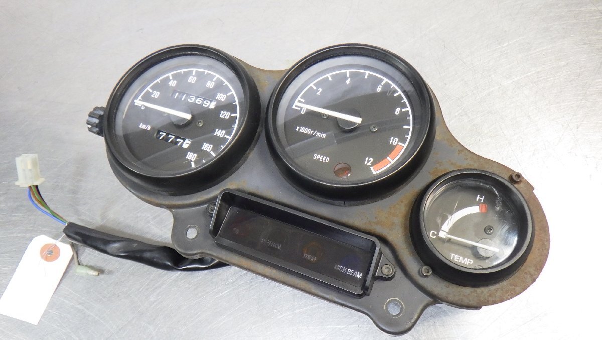 あーーこ GSX-R1100 純正メーターAssy、280km表示、カーボン調シール貼り☆GU74A