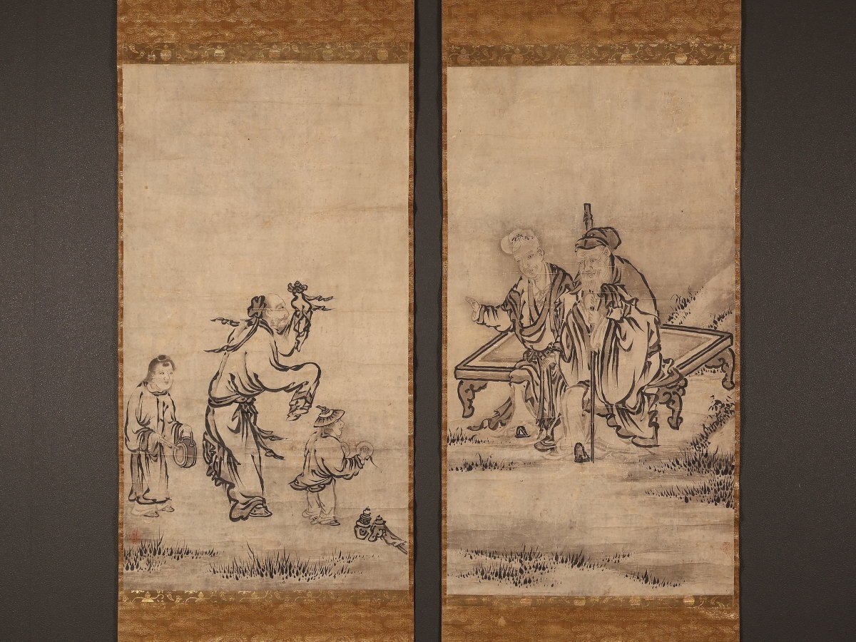 美術品】【侍】江戸～明治時代 肉筆 南画 中国二十四孝 唐夫人図 絹本