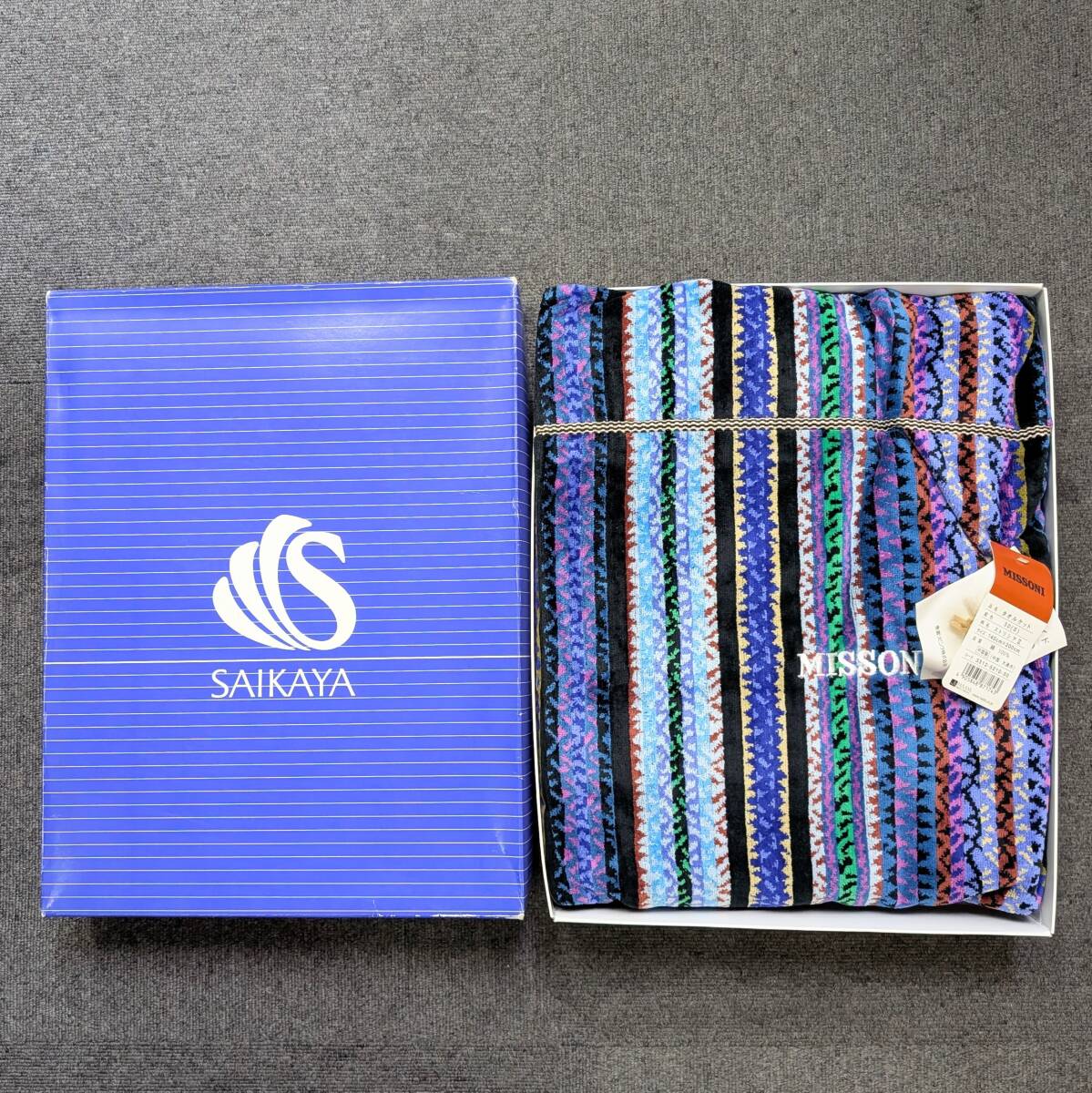 新品】MISSONI/ミッソーニ【新品】高級タオルケット ブルー系