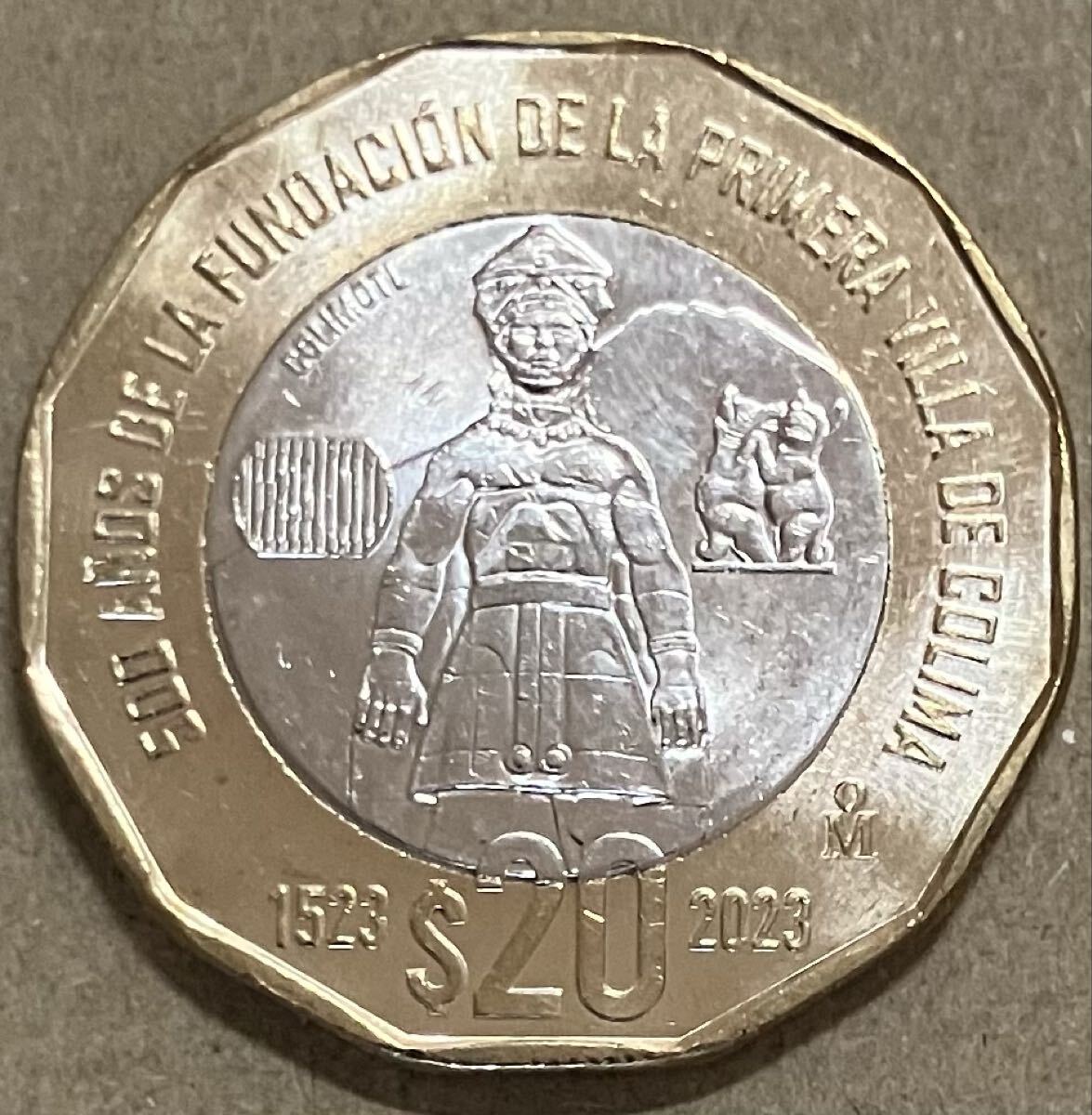 s049】古銭外国銭 メキシコ カッコいいバイメタルコイン 蛇を咥える鷹