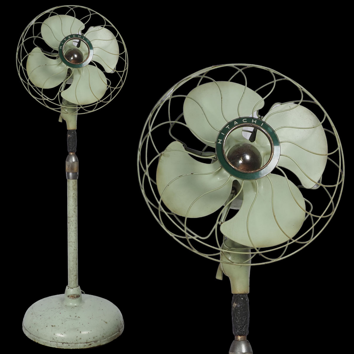 HITACHI/日立 レトロ扇風機 D-30WL【レトロ家電】グリーン さわ風