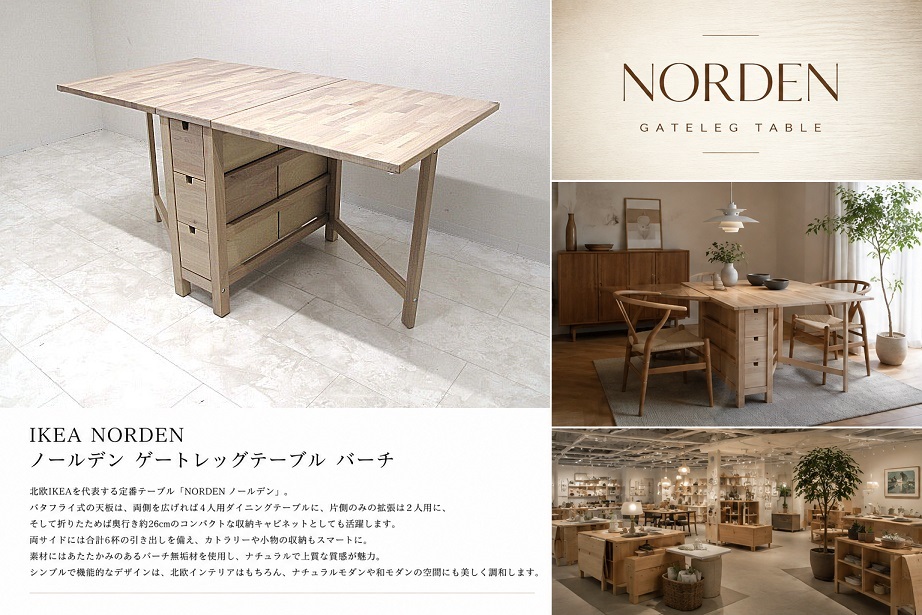 IKEA】NORDEN ノールデン バタフライテーブル ゲートレッグテーブル