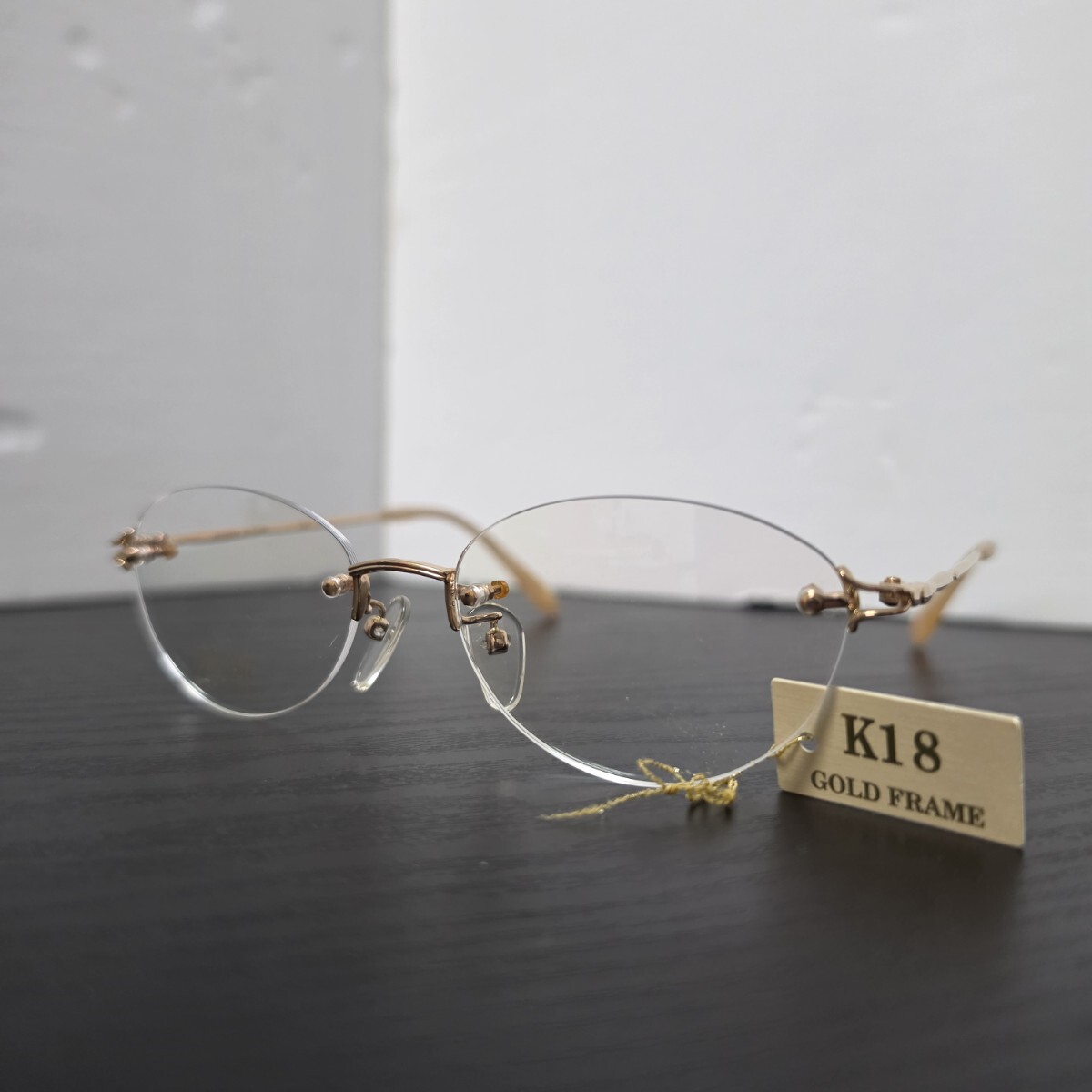 美品【LOTOSロトス】ツーポイント☆18K使用☆縁無し☆メガネ☆眼鏡☆の