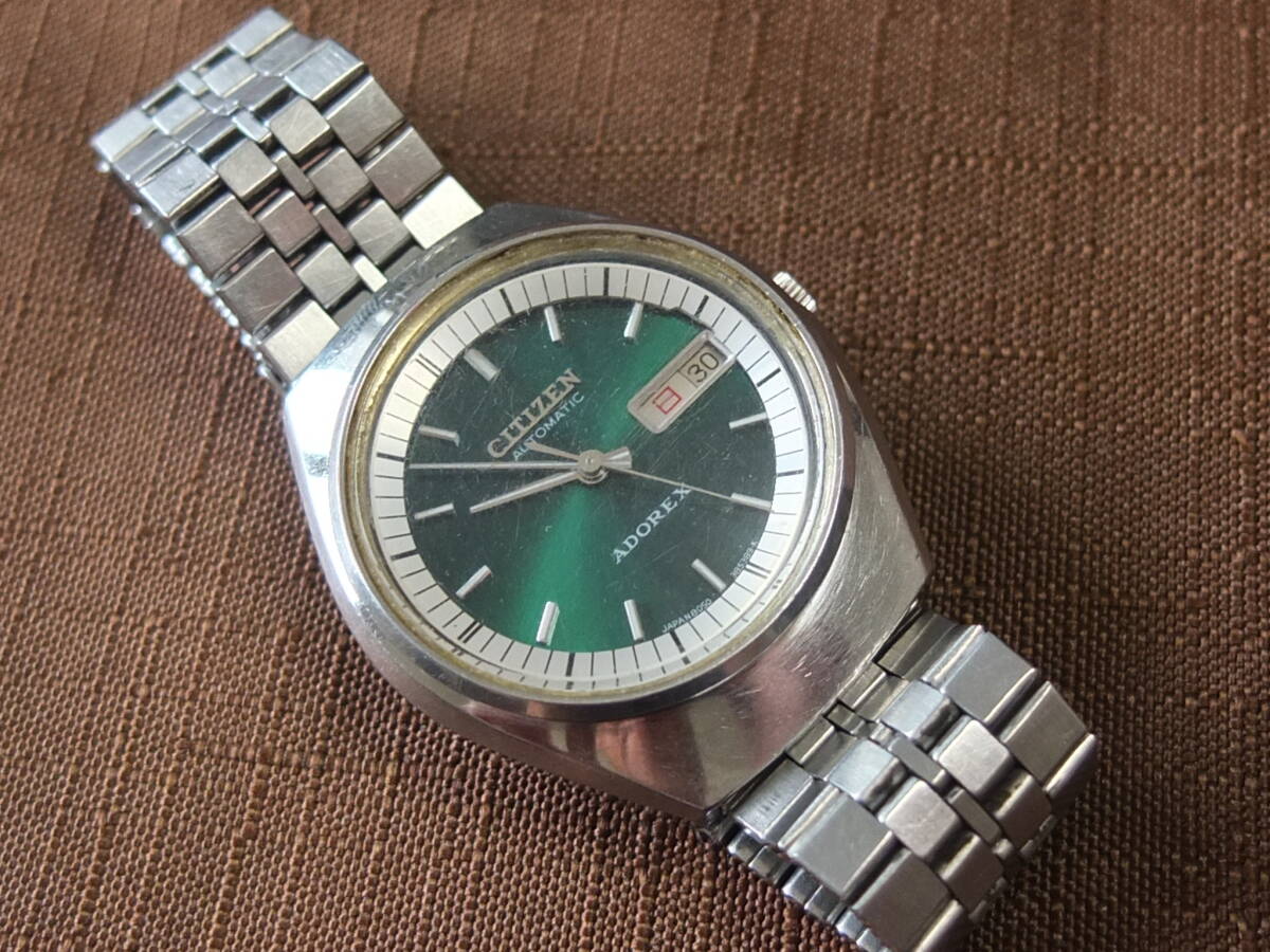 シチズン 1975年製造 アドレックス 緑 グリーン メンズ腕時計 自動巻き