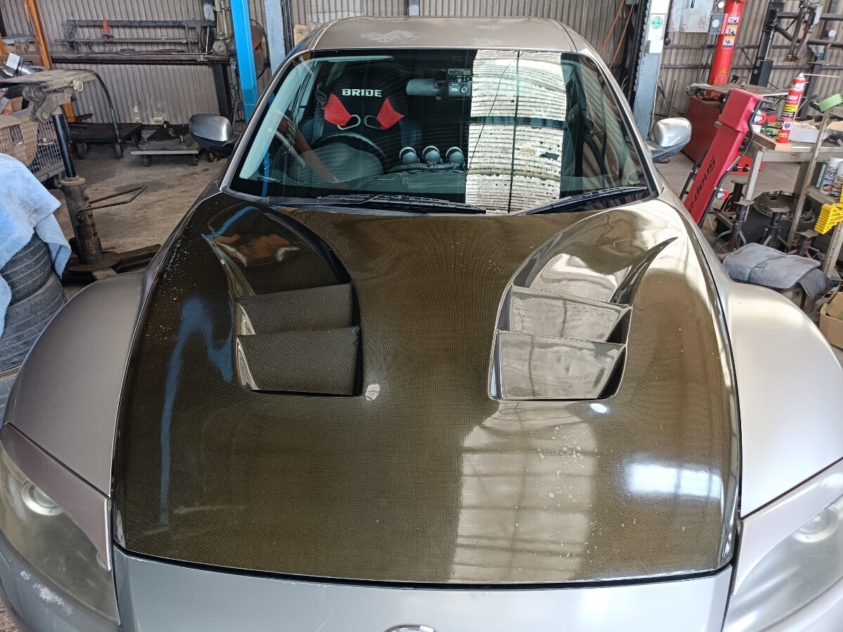 美品】RX-7 RE雨宮製 カーボンボンネット 雨避けカバー付き ボンピン