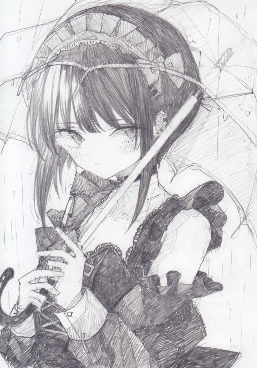 新品】同人手描きイラスト色紙 オリジナル 『ほわほわ和メイドさん』の