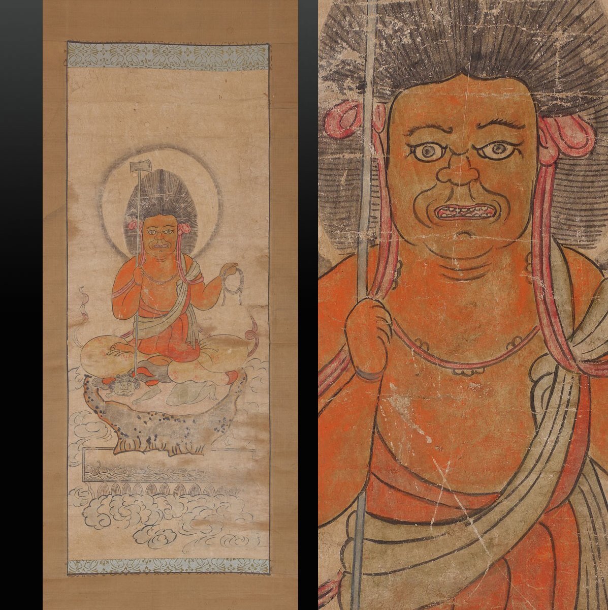 喜聞◇『牛頭天王図 小型軸』 1幅 古筆 古文書 古書 日本画 仏画 神道