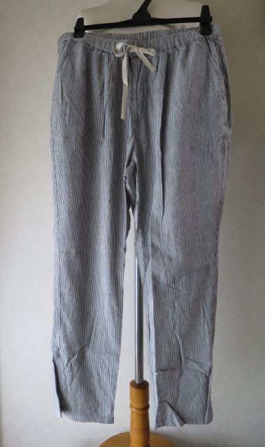 新品 Line Plus 接触冷感パンツ レディースll しまむら Linen Fabric 細ストライプ の落札情報詳細 ヤフオク落札価格情報 オークフリー スマートフォン版