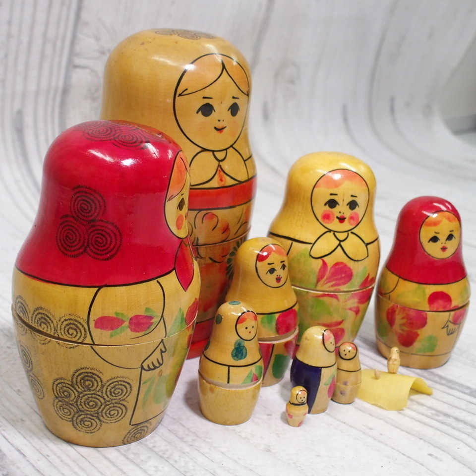 マトリョーシカ人形 11ピース 最大15.5cm～最小5mm 希少 木製 レトロ